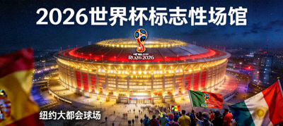纽约大都会球场夜景，2026世界杯标志性场馆